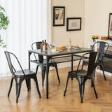 Metal High Back Bar Stools 45cm with Removable Backrest-Black-Set of 4