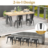 Metal High Back Bar Stools 45cm with Removable Backrest-Black-Set of 4