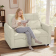 HOMCOM 2 Seater Sofa Bed, 3-in-1 Convertible Sleeper Sofa with Click-clack Adjustable Backrest and 2 Pillows, Light Brown