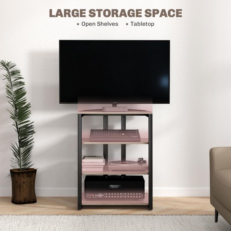 HOMCOM HiFi Stand, with Four Storage Shelves - Grey