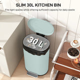 HOMCOM 30 L Modern Curved Kitchen Bin - Green