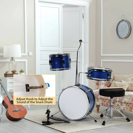 5 Pieces Junior Drum Set with 5 Drums-Blue