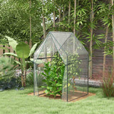 Outsunny Mini Greenhouse, Garden Tomato Growhouse with 2 Zipped Doors, Portable Indoor Outdoor Green House, 90 x 90 x 145cm, Clear