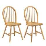 2 Piece Wooden Kitchen Dining chairs with High Spindle Back-Natural