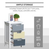 HOMCOM 3 Drawer Storage Tower, Dresser Chest with Wood Top, Organiser Unit for Closets Bedroom Nursery Room Hallway