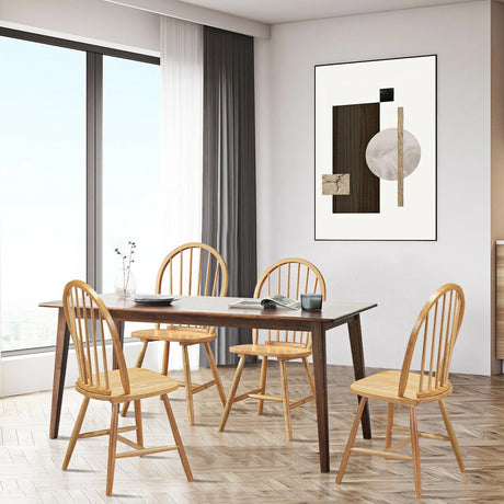 2 Piece Wooden Kitchen Dining chairs with High Spindle Back-Natural