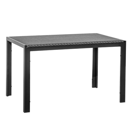 48 Inch Wicker Dining Table Patio Rectangular Rattan Table-Brown