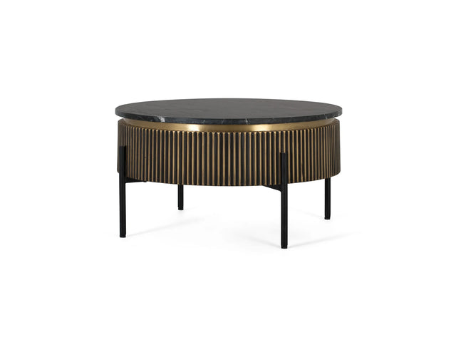 Giner and Colomer  Coffee Table With Mango Wood, Marble & Bronze Finish