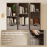 HOMCOM Bookcase with Drawers Adjustable Shelf Bookshelf with 2 Drawers and Cabinet 158 cm Grey