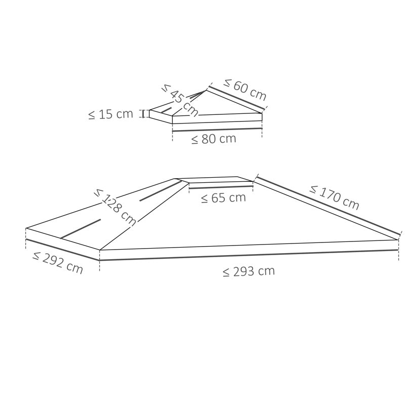 Outsunny 3x3(m) Replacement Gazebo Canopy, Double Tier Roof Top for Garden, Patio, Outdoor, Beige (TOP ONLY)