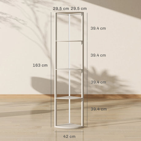 HOMCOM RGB LED Floor Lamp with Shelves, 4-Tier Dimmable Standing Lamp with Remote Control, Oak