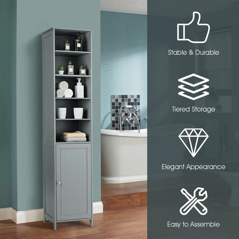 Bathroom Storage Cabinet with 5 Open Shelves for Home