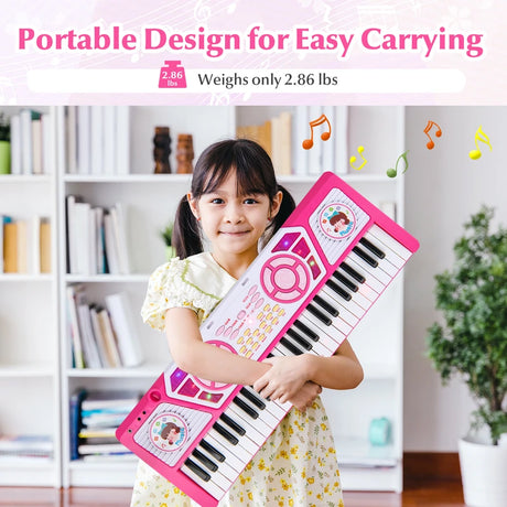 49 Keys Kids Piano Keyboard for Kids 3+-Pink