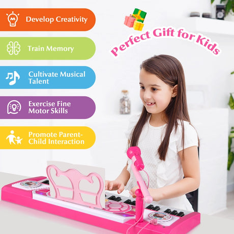 49 Keys Kids Piano Keyboard for Kids 3+-Pink