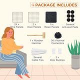 PawHut Pet Playpen w/ Door Customisable Fence for Guinea Pigs Chinchillas Hedgehogs - Black