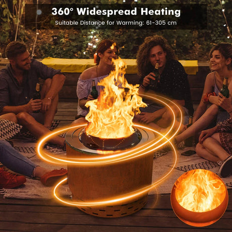 49cm Smokeless Stainless Steel Fire Pit with Weathering Steel Shell