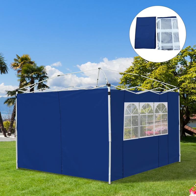 Outsunny 3 Meters Gazebo Replaceable Exchangeable Side Panel Wall Panels Walls With Window, Blue