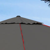 Outsunny 215cm Square Canopy Parasol, with Contrast Piping - Grey/Red