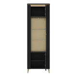 Genoa Vitrin 1 Door in Black Matt/Gold