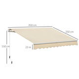 Outsunny 3.5M x 2.5M Manual Awning Canopy Retractable Sun Shade Shelter for Garden Patio