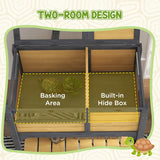 PawHut Wooden Tortoise House, with Shelter, Run, Shelf, Lamp Holder, Tray