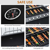 Outsunny Seven Burner Gas Grill, with Integrated Thermometer and Storage