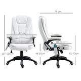 Vinsetto Massage Recliner Chair Heated Office Chair with Six Massage Points Linen-Feel Fabric 360 Swivel Wheels Cream White