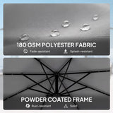 Outsunny 3 m Cantilever Parasol with Solar LED Lights Garden Umbrella with Cross Base, Light Grey