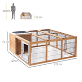 PawHut Rabbit Hutch Outdoor, Guinea Pig House, Bunny Run Cage with Openable Top for 12 Rabbits, 123 x 120 x 52cm, Yellow