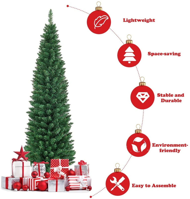 2.4 M Slim Pencil Christmas Tree with Branch Tips for Indoor Decoration