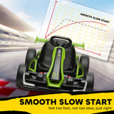 HOMCOM 24V Electric Go Kart for Kids with Adjustable Seat for 6-12 Years, Green