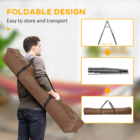 Outsunny Foldable Hammock Stand, Portable Hammock with Metal Frame, 2 in 1 Hammock Net Stand, Clothes Drying Rack, Load Capacity 120kg, for Patio, Garden, Yard, Black