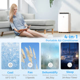 HOMCOM Portable Air Conditioner 12000 BTU, 4-in-1 Air Conditioning Unit, Dehumidifier, Cooling, Fan, Sleep Mode with 2 Speeds, Remote, LED Display, 24H Timer, Window Kit, Child Lock, 35m2, Cream