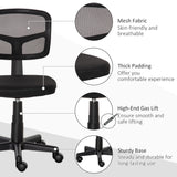 Vinsetto Small Office Chair without Arms, Ergonomic Swivel Mesh Desk Chair with Curved Back and Wheels, Height Adjustable, for Home Vanity Computer Dressing Table Study Bedroom, Holds Up to 120 kg