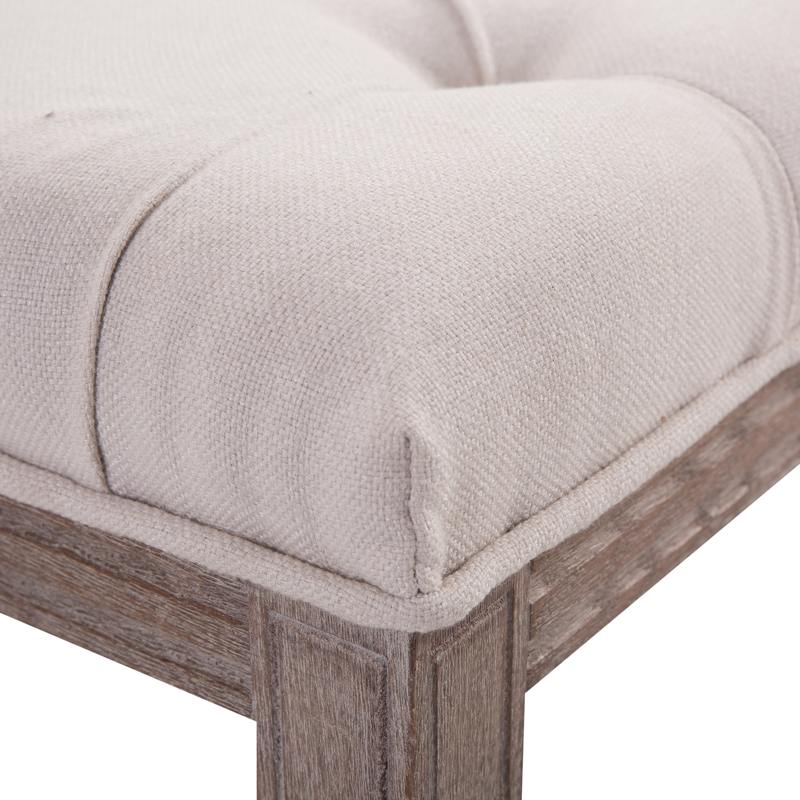 HOMCOM Bed End Side Chaise Lounge Sofa Stool Chic Button Tufted Window Hallway Seat Bench Wooden Leg Fabric Cover Padded Beige