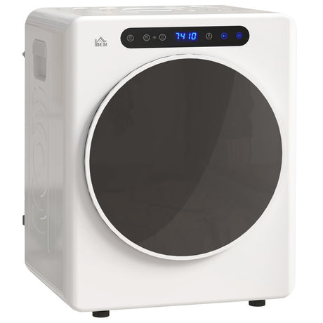 HOMCOM 4kg Vented Tumble Dryer, 1000W Compact Freestanding Front Tumble Dryer with Stainless Steel Tub, Timer, 6 Heat Settings, Small Portable Clothes Dryer, White