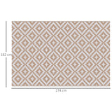 Outsunny Reversible Outdoor RV Rug, Patio Floor Mat, 274 x 182 cm Plastic Straw Rug for Garden, terrace, Beach, Camping, Coffee & White