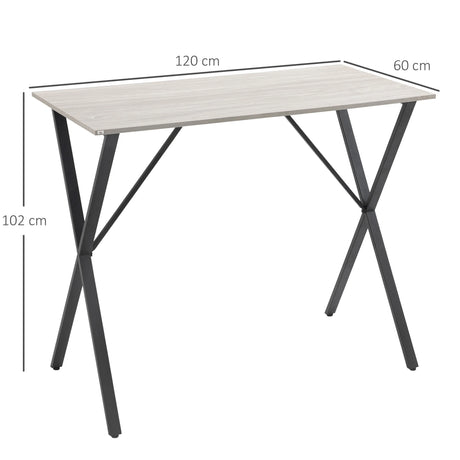 HOMCOM 120 cm Rectangular Bar Table for 4 People, Modern Breakfast Bar Table with Wood Effect Tabletop, Steel Legs, Coffee Desk for Living Room, White