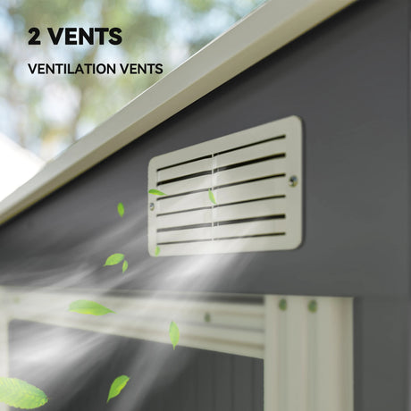 Outsunny 7 x 5ft Galvanised Metal Shed, with Sliding Door - Dark Grey