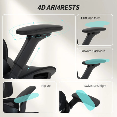 HOMCOM Ergonomic Office Chair, High Back Mesh Desk Chair, Black