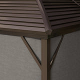 Outsunny 3 x 4m Hardtop Gazebo Canopy with Metal Roof, Aluminium Gazebo Permanent Pavilion with Netting and Curtains, Dark Grey