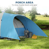 Outsunny 3000mm Waterproof Camping Tent for 5-6 Man, Family Tent with Porch and Sewn in Groundsheet, Portable with Bag, Blue