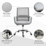 Vinsetto Ergonomic Desk Chair Mesh Office Chair with Adjustable Height Armrest and 360 Swivel Castor Wheels Grey