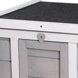 PawHut Wooden Rabbit Hutch Outdoor, Guinea Pig Hutch, Rabbit Hideaway, Cat House, Bunny Cage Small Animal House 51 x 42 x 43 cm, Grey