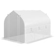 Outsunny 3 x 2(m) Walk-in Polytunnel Greenhouse, Zipped Roll Up Sidewalls, Mesh Door, 6 Mesh Windows, Tunnel Warm House Tent with PE Cover, Complimentary Plant Labels and Gloves, White