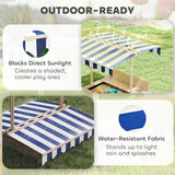 Outsunny Kids Square Wooden Sandpit, Children Sandbox Outdoor Playset
