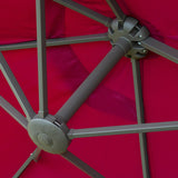 Outsunny 4.6M Sun Umbrella Canopy Double-sided Crank Sun Shade w/ Cross Base Wine Red