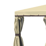 Outsunny 3 x 3(m) Patio Gazebo Canopy Garden Pavilion Tent Shelter with 2 Tier Water Repellent Roof, Mosquito Netting and Curtains, Aluminium Frame, Beige