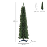 HOMCOM 7ft Unlit Artificial Christmas Tree, Pencil Slim Xmas Tree with Solid Stand and Realistic Branches, Green