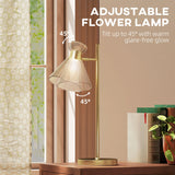 HOMCOM Modern Table Lamp, Bedside Lamp with Adjustable Flower-Shaped Head and E27 Socket for Living Room Bedroom Study, Bulb Not Included, Gold Tone